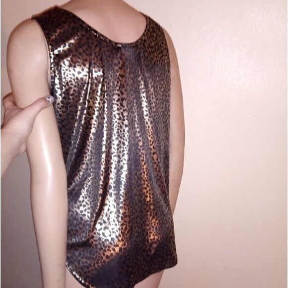 Black and gold silky TRIMMINGS sleeveless top - Picture 2 of 8